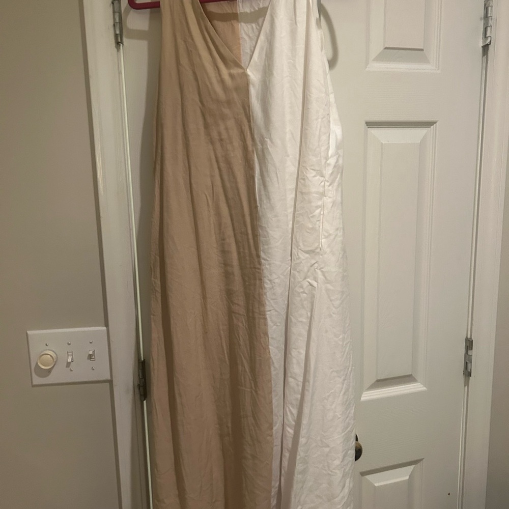 Tuckernuck Two-Tone Maxi Dress in Cream and White